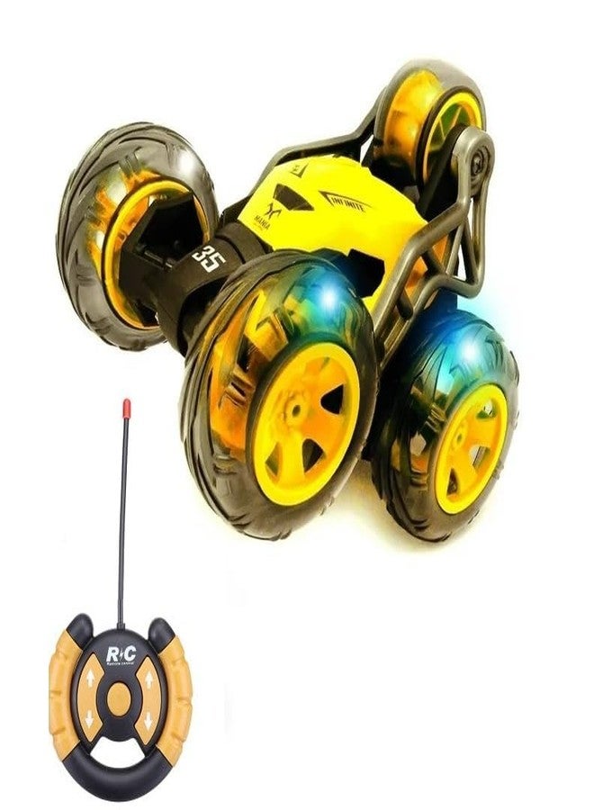 TEC TAVAKKAL Big Size Rechargeable RC Stunt Cars for Kids, 5 Wheel 2.4 GHz Remote Control Car Stunt Vehicle High Speed 360 Degree Rotation Flip Racing Car Upright Driving Toys for Boys Girls (Yellow) - Image 1